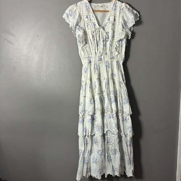 LOVESHACKFANCY Valina Maxi Dress Flutter Sleeve floral cotton coquette XS 0/2 - Picture 4 of 15